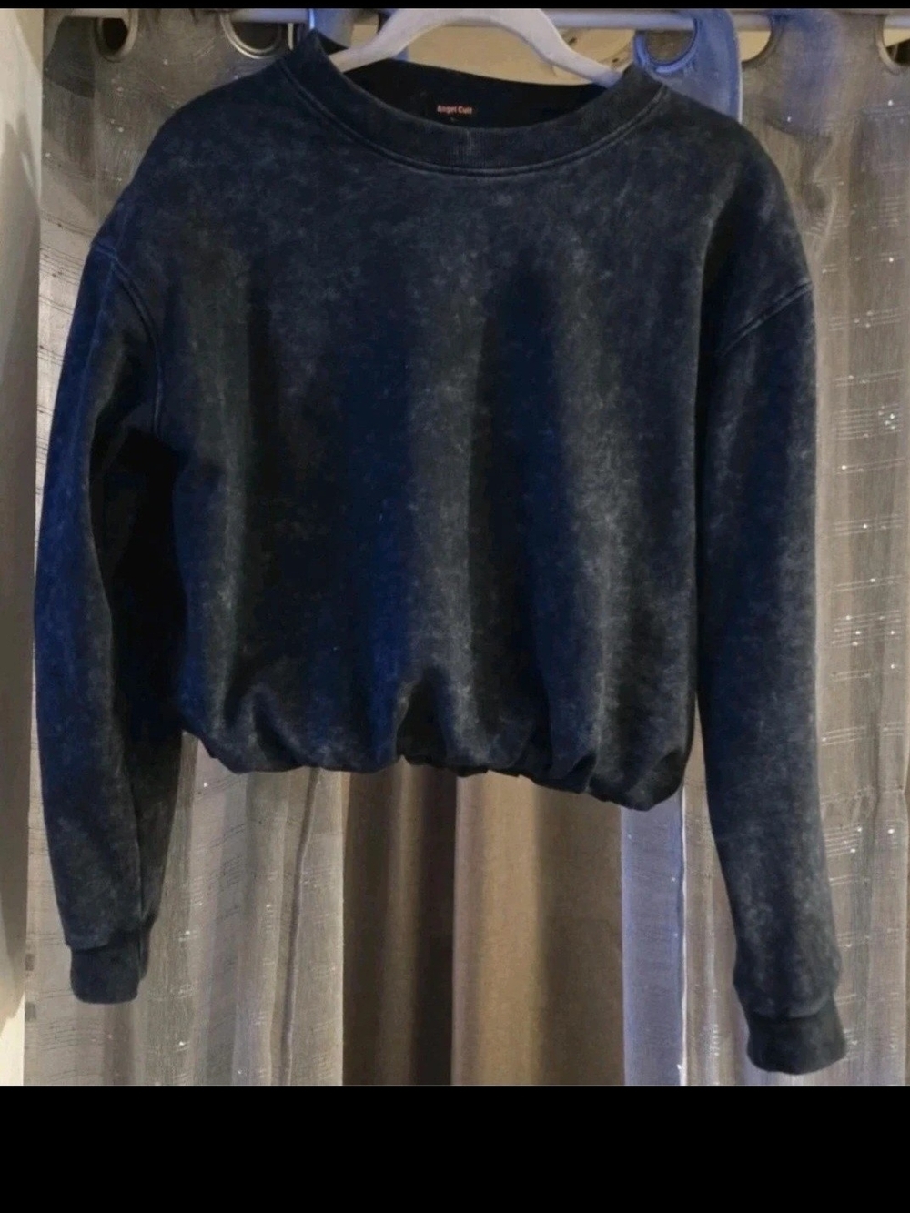 Washed Navy Cropped Crewneck Sweatshirt - Women